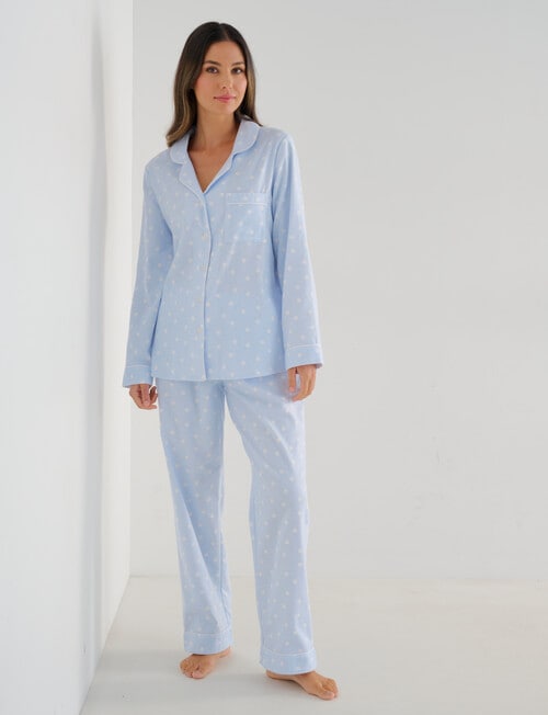 Whistle Sleep Flannel PJ Set, Blue Spot product photo View 03 L