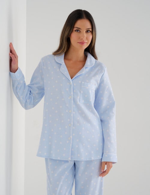 Whistle Sleep Flannel PJ Set, Blue Spot product photo View 04 L