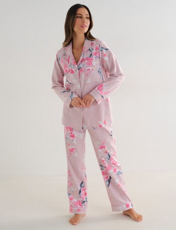 Whistle Sleep Flannel PJ Set, Pink Floral product photo