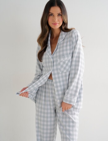 Whistle Sleep Flannel PJ Set, Mint Gingham product photo