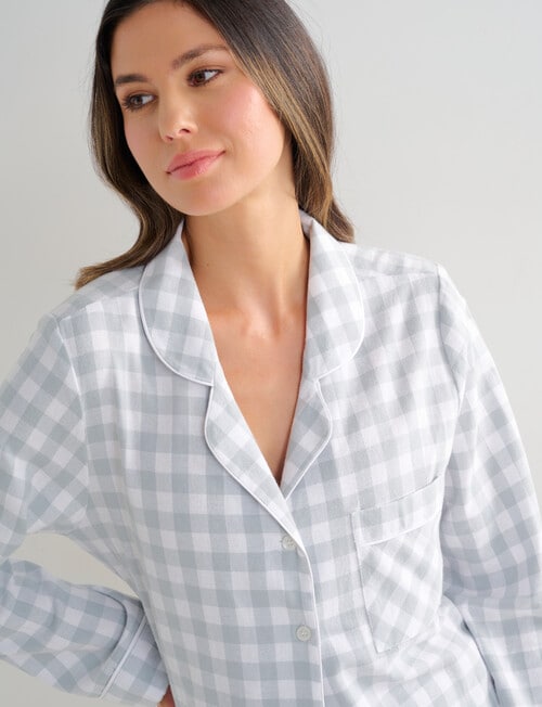 Whistle Sleep Flannel PJ Set, Mint Gingham product photo View 04 L