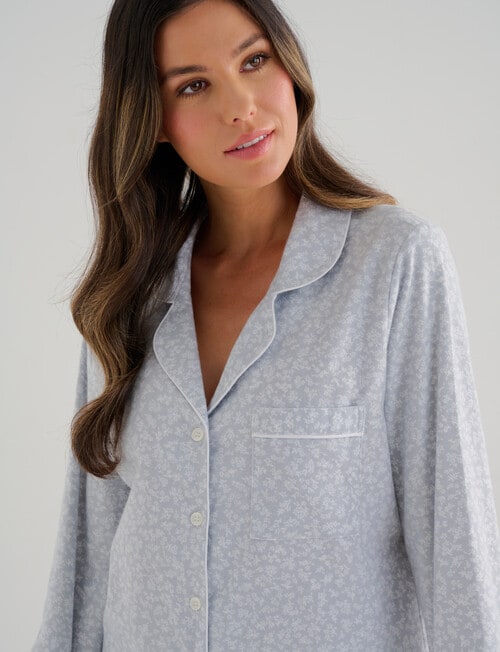 Whistle Sleep Flannel PJ Set, Mint Ditsy product photo View 05 L