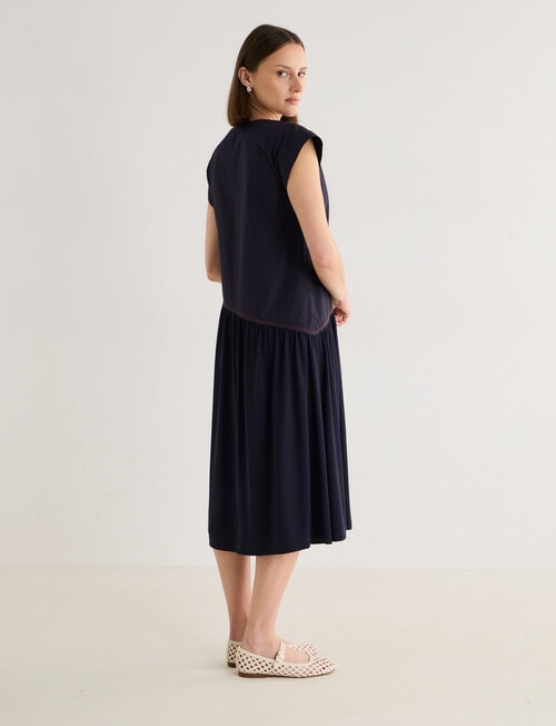 Jigsaw Minka Asymmetric Waist Dress, Navy product photo View 03 L