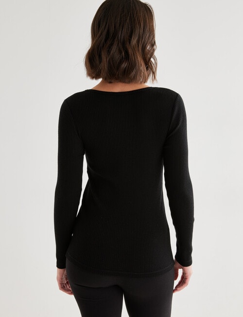 Lyric Thermals Rib Merino Long Sleeve Top, Black product photo View 02 L