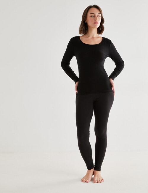 Lyric Thermals Rib Merino Long Sleeve Top, Black product photo View 03 L