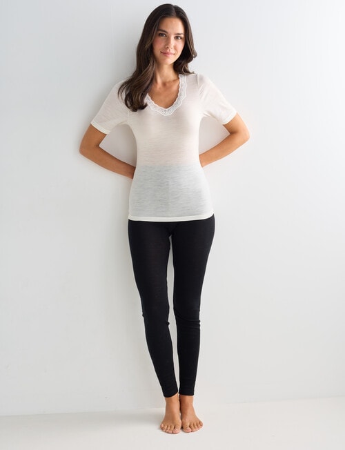 Lyric Thermals Sonata Merino Short Sleeve Top, Ivory product photo View 03 L