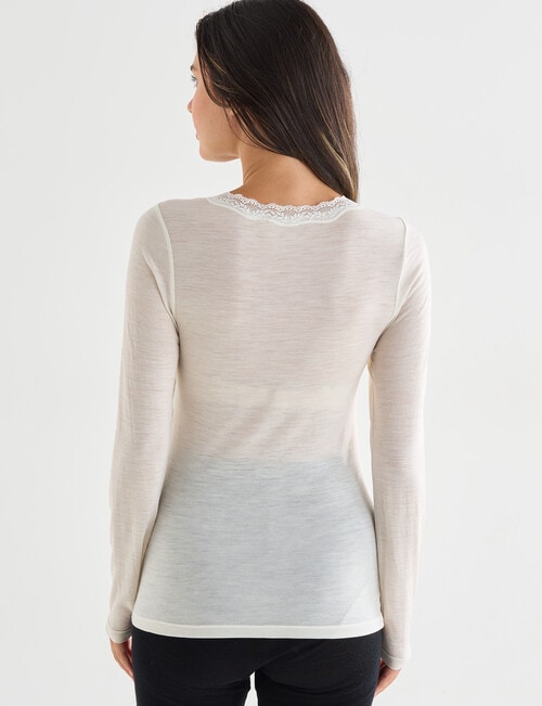 Lyric Thermals Sonata Merino Long Sleeve Top, Ivory product photo View 02 L