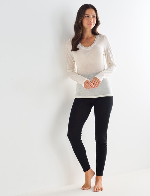 Lyric Thermals Sonata Merino Long Sleeve Top, Ivory product photo View 03 L
