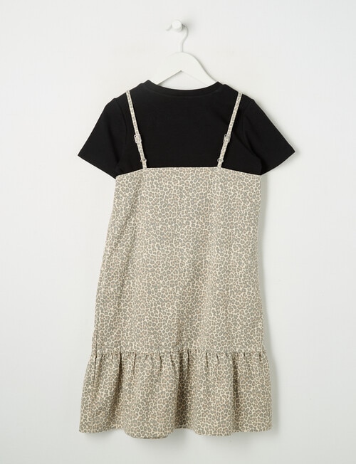 Switch Short Sleeve Bow Strap Leopard Denim Dress Set, Natural product photo View 04 L