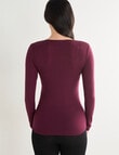 Lyric Thermals Melody Merino Long Sleeve Top, Maroon product photo View 02 S