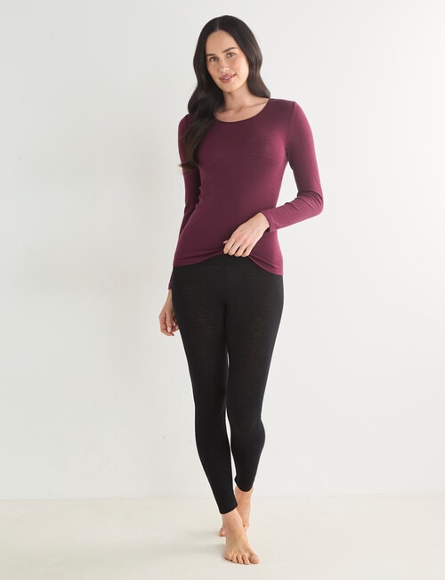 Lyric Thermals Melody Merino Long Sleeve Top, Maroon product photo View 03 L