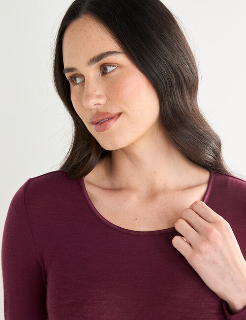 Lyric Thermals Melody Merino Long Sleeve Top, Maroon product photo View 04 L
