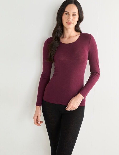 Lyric Thermals Melody Merino Long Sleeve Top, Maroon product photo View 05 L