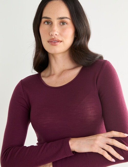 Lyric Thermals Melody Merino Long Sleeve Top, Maroon product photo View 06 L