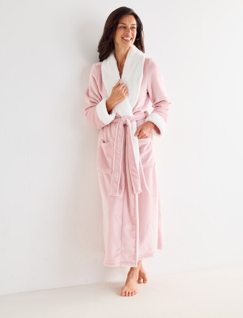 Ruby & Bloom Faux Fur Fleece Robe, Soft Pink product photo View 03 L