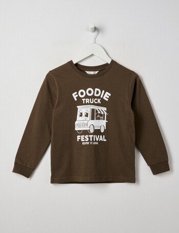 Mac & Ellie Food Truck Long Sleeve Cuffed Tee, Chocolate product photo