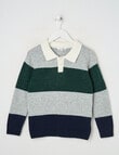 Mac & Ellie Stripe Polo Jumper, Green product photo