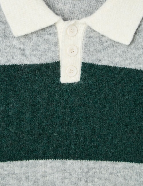 Mac & Ellie Stripe Polo Jumper, Green product photo View 02 L