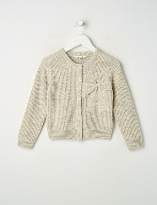 Mac & Ellie Bow Knit Cardigan, Oat Marle product photo