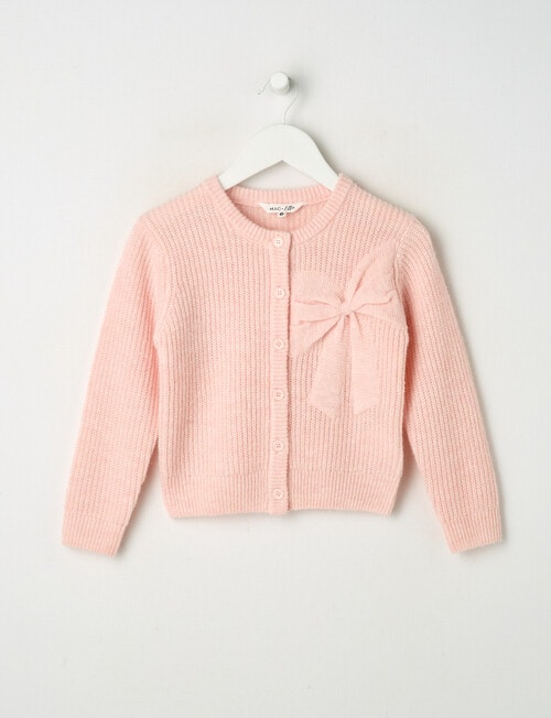 Mac & Ellie Bow Knit Cardigan, Pink Marle product photo