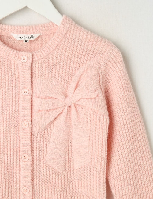 Mac & Ellie Bow Knit Cardigan, Pink Marle product photo View 02 L