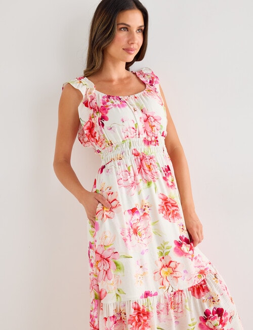 Whistle Ruffle Shoulder Sundress, Garden Print product photo View 04 L