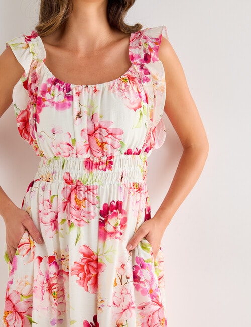 Whistle Ruffle Shoulder Sundress, Garden Print product photo View 05 L