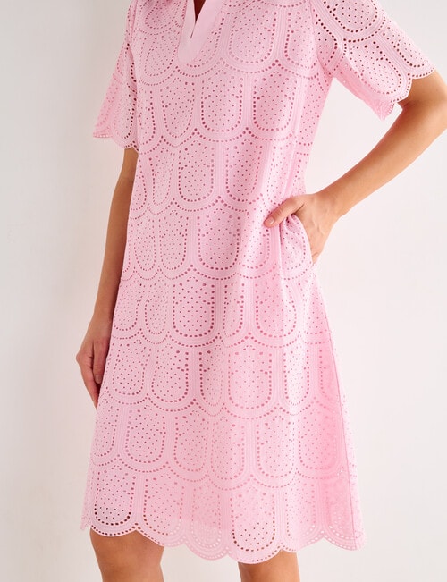 Whistle Embroidered Shift Dress, Candy product photo View 05 L