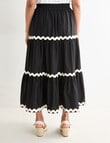 Whistle Shirred Waist Ric Rac Skirt, Black product photo View 02 S