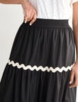 Whistle Shirred Waist Ric Rac Skirt, Black product photo View 04 S