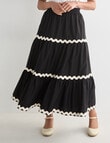 Whistle Shirred Waist Ric Rac Skirt, Black product photo View 05 S
