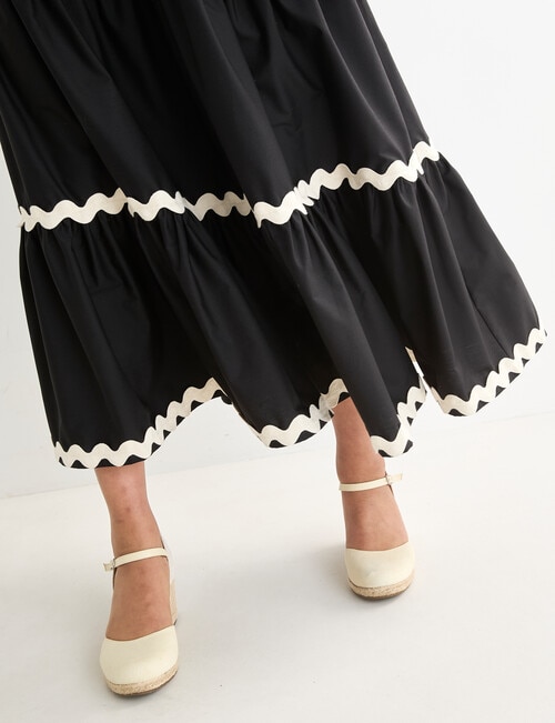 Whistle Shirred Waist Ric Rac Skirt, Black product photo View 06 L