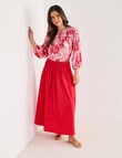 Whistle Three Quarter Sleeve Ruffle Blouse, Pink Print product photo View 03 S