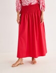 Whistle Shirred Waist Cotton Poplin Skirt, Cherry product photo