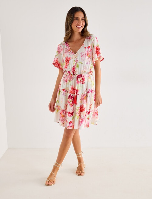 Whistle Detail Trim Dress, Garden Print product photo View 03 L