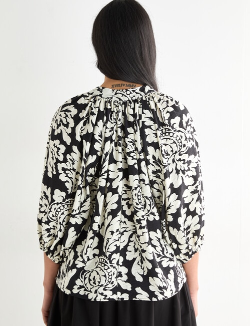 Whistle Printed Blouse, Black Mono Print product photo View 02 L