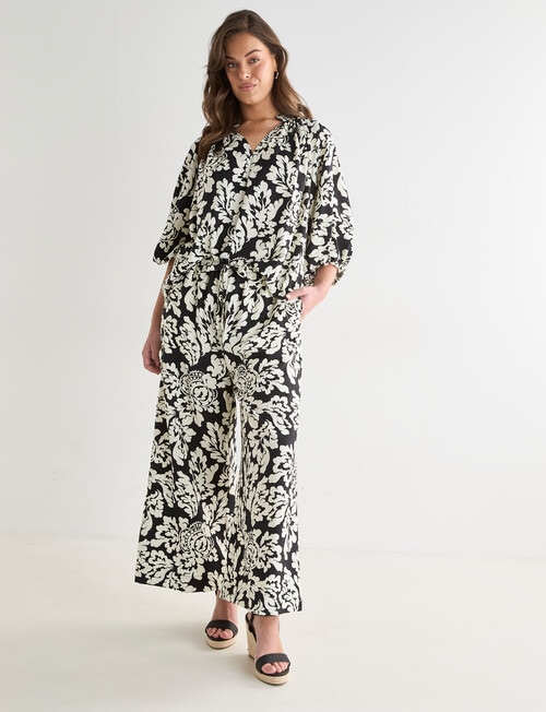 Whistle Printed Blouse, Black Mono Print product photo View 03 L