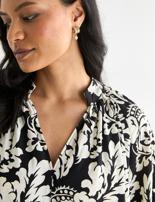 Whistle Printed Blouse, Black Mono Print product photo View 04 L