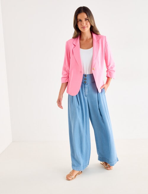 Whistle Ruched Sleeve Jacket, Candy product photo View 03 L