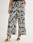 Whistle Tie Waist Printed Culotte, Black Mono Print product photo