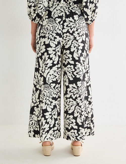 Whistle Tie Waist Printed Culotte, Black Mono Print product photo View 02 L
