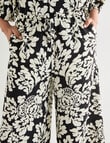 Whistle Tie Waist Printed Culotte, Black Mono Print product photo View 04 S