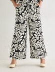 Whistle Tie Waist Printed Culotte, Black Mono Print product photo View 05 S