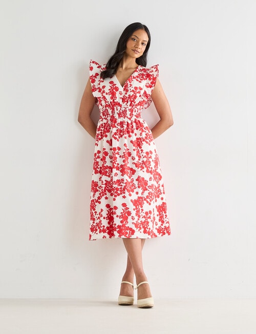Whistle V Neck Cotton Sundress, Cherry Print product photo