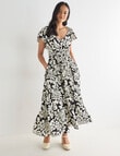 Whistle V Neck Tiered Party Dress, Black Mono Print product photo View 05 S