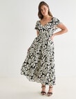 Whistle V Neck Tiered Party Dress, Black Mono Print product photo View 13 S