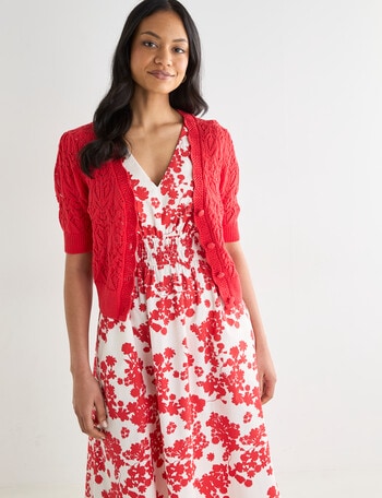 Whistle Crochet Cardigan, Cherry product photo