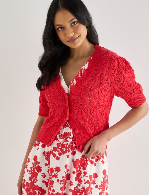Whistle Crochet Cardigan, Cherry product photo View 06 L