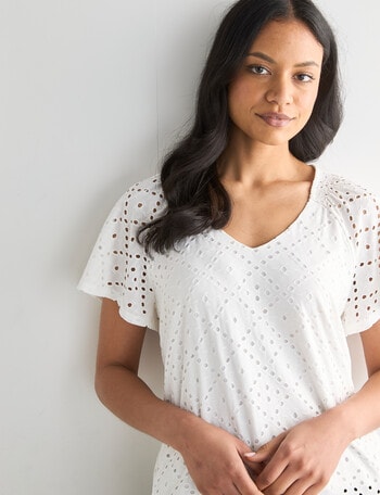 Whistle Flutter Sleeve Knit Top, Ivory product photo