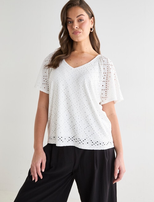 Whistle Flutter Sleeve Knit Top, Ivory product photo View 12 L